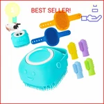 Ponpon 3pcs Dog Bath Brush With 4pcs Toothbrush, Scrubber And Shampoo. Fixed Price $11.99.