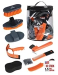 Shinewell Horse Grooming Brushes Kit 9 Pieces With Organizer Bag Orange. Fixed Price $32.39.