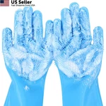 Pecute Pet Grooming Gloves - Heat Resistant Silicone With Medium, Blue. Fixed Price $15.06.