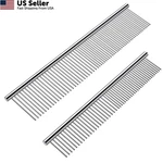 Cafhelp 2 Pack Dog Combs With Rounded Ends 6.3in/7.4in, Stainless Steel. Fixed Price $12.35.