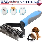 2side Dog Brush For Shedding Dematting Pet Grooming Cat Hair Undercoat Rake Comb. Fixed Price $9.69.