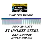 Master Grooming Tools Stainless Steel Rainbow Fine/coarse Greyhound Style Comb. Fixed Price $15.99.