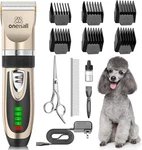 Oneisall Dog Clippers Low Noise, 2-speed Quiet Grooming Kit Rechargeable Cor. Fixed Price $52.22.