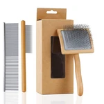 Ergonomic Slicker Brush For Long-haired Dogs - Wooden Handle, Long Pins G.... Fixed Price $24.99.