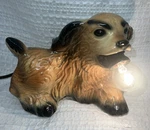 Vtg Wisconsin Hankscraft Stoneware Cocker Spaniel Dog Bulb In Mouth Tv Lamp. Fixed Price $45.00.