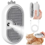 Poiiopy Cat Steam Brush With Release Button, 3 In 1 Rechargeable Pet White. Fixed Price $17.99.