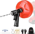 25ft Drain Auger, 10-in-1 Double Mode Snake Tool, Professinal Black+red. Fixed Price $52.99.