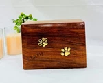 Rosewood Urn For Pet Ashes, Dogs Or Cats, With 2 Footprints, Beautiful Handmade. Fixed Price $68.00.